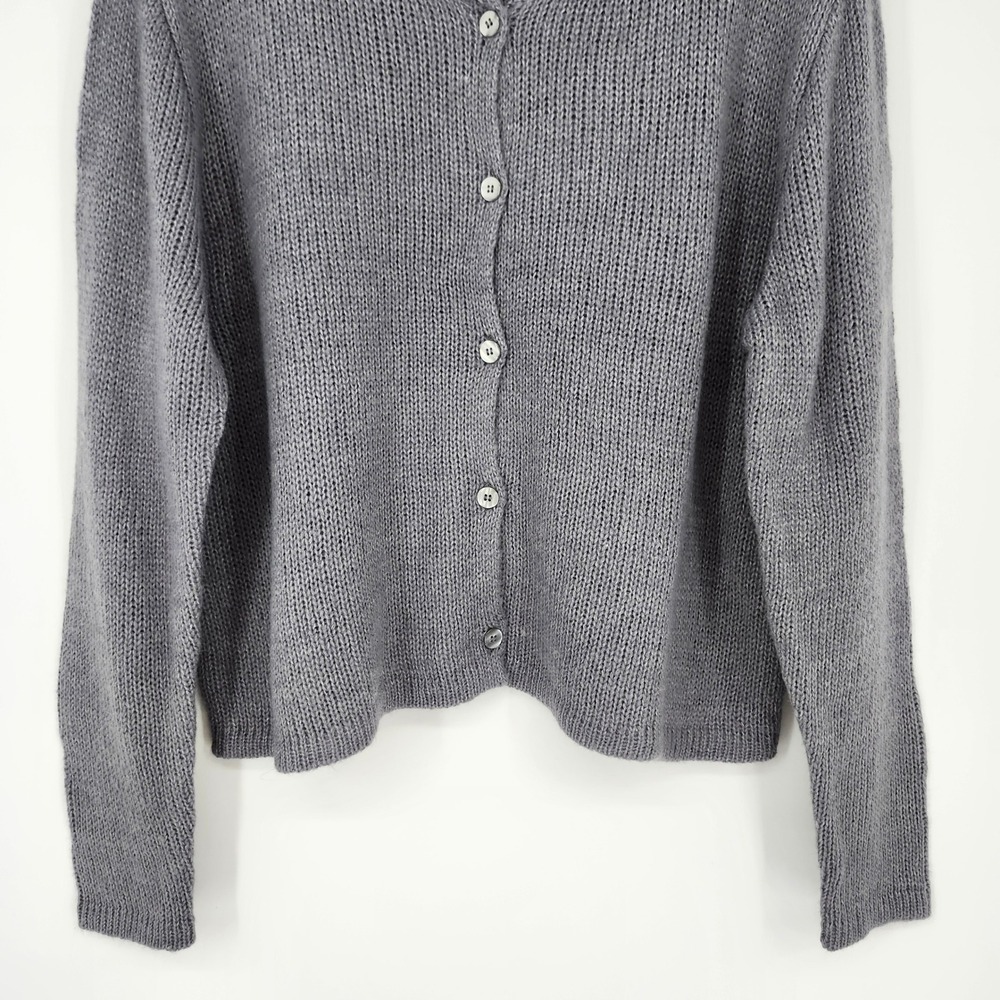 NIA Grey Wool Blend Knit Cardigan Womens Plus Size Scandi Chic Maximalism Boxy - Picture 4 of 8